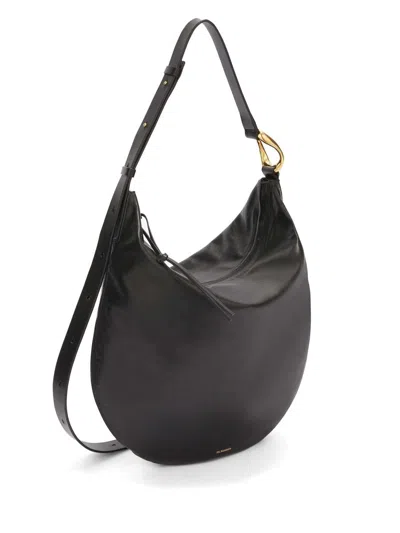 Jil Sander Medium Moon Leather Shoulder Bag In Black