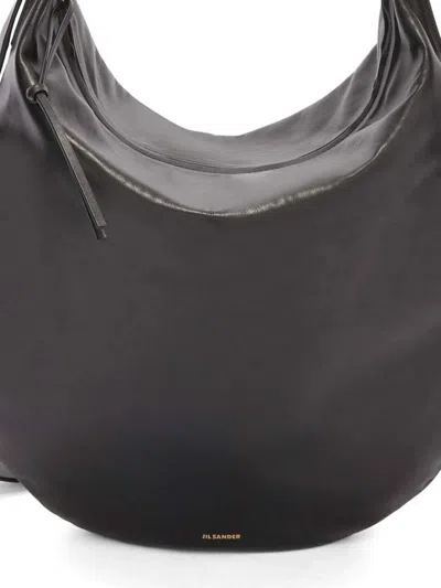 Jil Sander Medium Moon Leather Shoulder Bag In Black