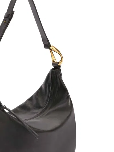 Jil Sander Medium Moon Leather Shoulder Bag In Black