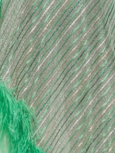 Oseree Striped Midi Skirt In Green