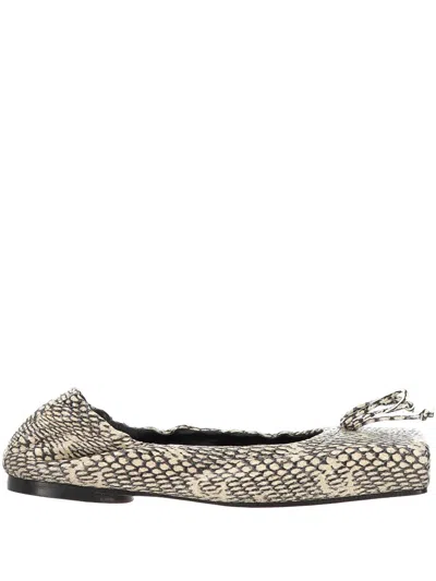 Jacquemus Snake-effect Leather Ballet Flats In Black