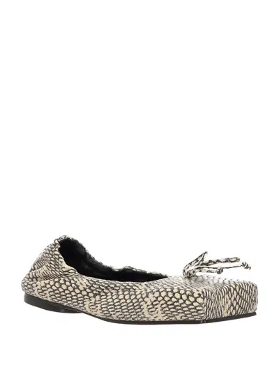 Jacquemus Snake-effect Leather Ballet Flats In Black