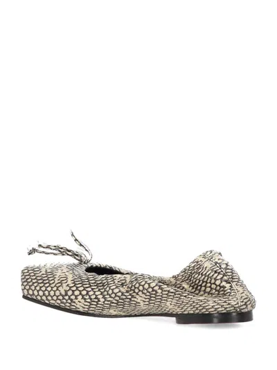 Jacquemus Snake-effect Leather Ballet Flats In Black