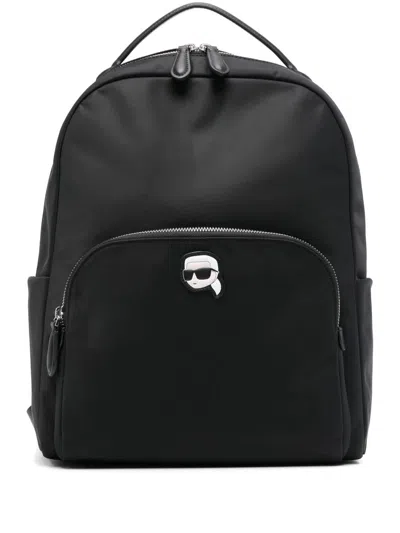 Karl Lagerfeld Ikon Nylon Backpack In Black