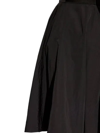 Moncler Flowing Black Maxi Skirt With Belted Waist In Black