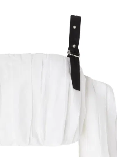 Pinko Balloon Sleeves Crop Top In White