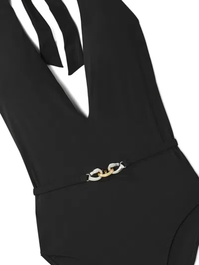 Tory Burch Jessa V-neck One Piece Swimsuit In Black