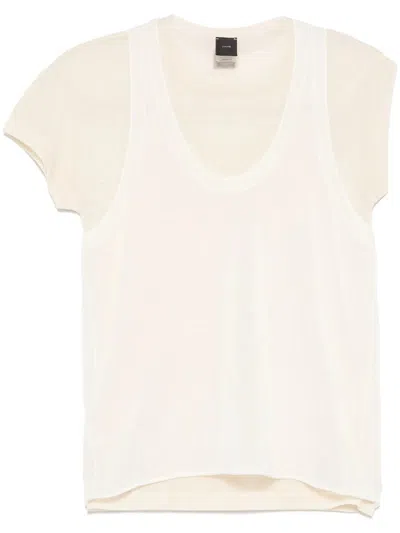 Pinko Lightweight T-shirt With Scoop Neckline And Longer Hem In Neutral