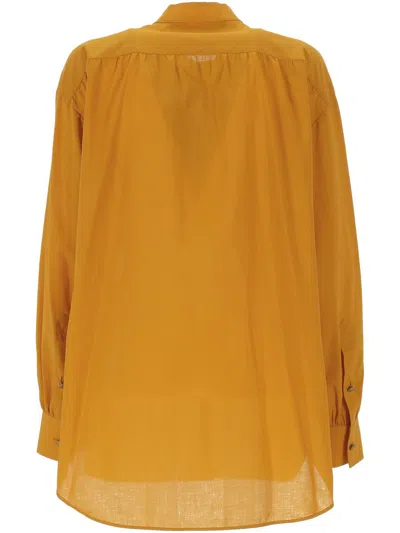 Valentino Ochre Yellow Shirt With Beads And Lace