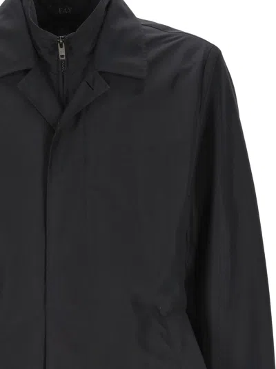 Fay Men Morning Coat In Technical Poplin In Blue