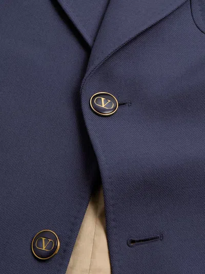 Valentino Garavani Single-breasted Virgin Wool Blazer With Mirror Lapels In Blue