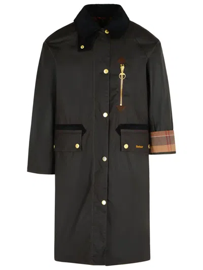 Barbour 'evette' Dark Brown Waxed Cotton Parka In Brown