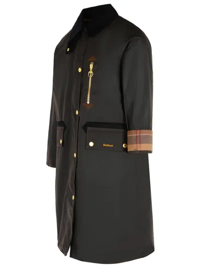 Barbour 'evette' Dark Brown Waxed Cotton Parka In Brown