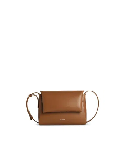 Jil Sander Messenger Brown Leather Crossbody Bag In Brown