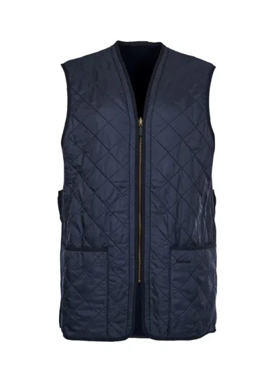 Barbour Navy Blue Padded Waistcoat With Diamond Quilting In Blue