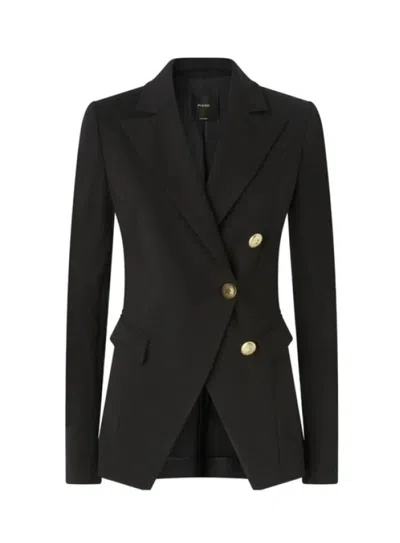 Pinko Double-breasted Flap Pockets Jacket In Black
