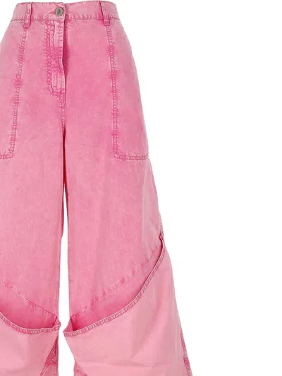 Attico Paneled Low-rise Wide-leg Jeans In Pink