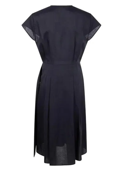 Twinset Linen-blend Dress In Blue