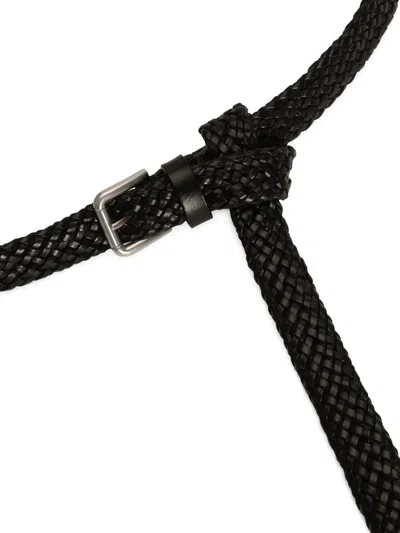 Dolce & Gabbana Black Woven Leather Belt