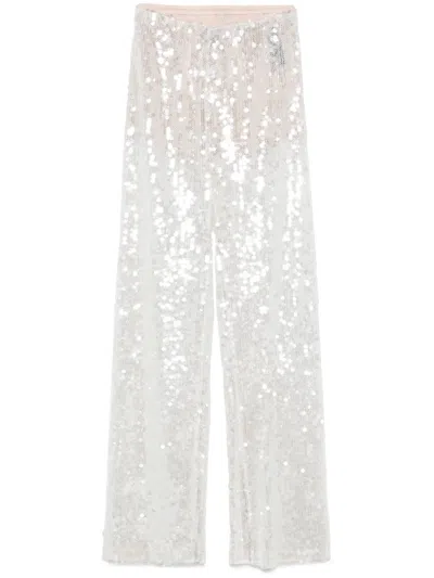 Federica Tosi Wide-leg Trousers With Shimmering Sequin Detailing In White