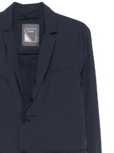 Herno Single Breasted Jacket Multiple Pockets In Blue