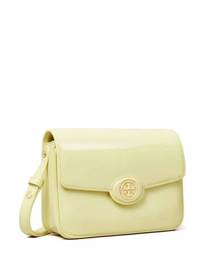 Tory Burch Robinson Patent Leather Shoulder Bag In Yellow