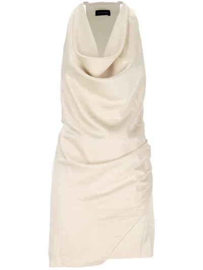 The Andamane Verushka Mini Dress Woman In Beige Polyester In Neutral