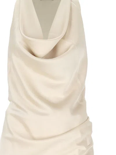 The Andamane Verushka Mini Dress Woman In Beige Polyester In Neutral