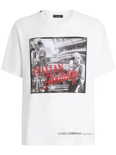 Dolce & Gabbana White Cotton T-shirt In White