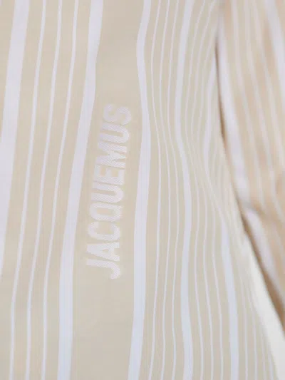 Jacquemus Pablo Striped Asymmetric Spread Collar Shirt In Neutral