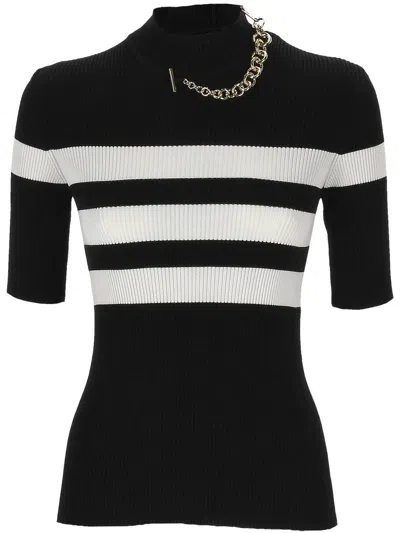 Jean Paul Gaultier The Viscose Knitted Short Sleeves Pullover In Black