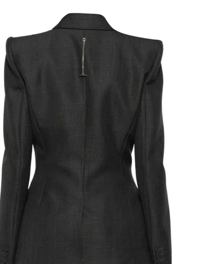 Alexander Mcqueen Structured Double Breasted Jacket With Padded Shoulders In Black
