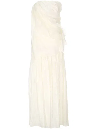 The Garment Gilian Draped Viscose Blend Gown In Neutral