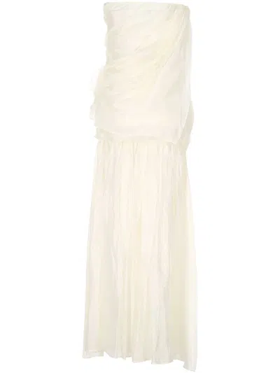 The Garment Gilian Draped Viscose Blend Gown In Neutral