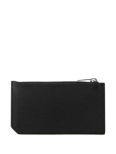 Saint Laurent Men Black Card-holder With Embossed Logo In Leather Man In Black