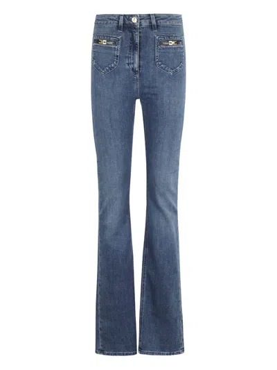 Elisabetta Franchi Cotton-blend Flared Jeans In Blue