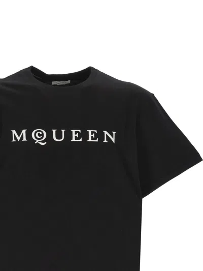 Alexander Mcqueen Logo Print Crewneck T-shirt In Black