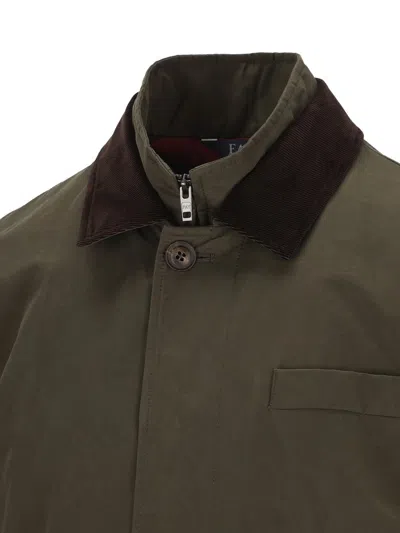Fay Men Short Morning Raincoat In Cotton And Nylon Faille In Brown