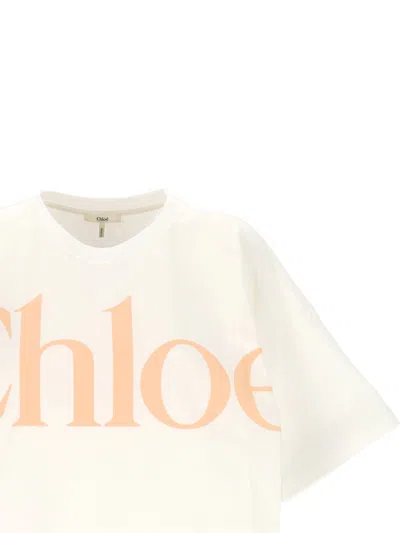 Chloé Cropped Printed Cotton-jersey T-shirt In Neutral