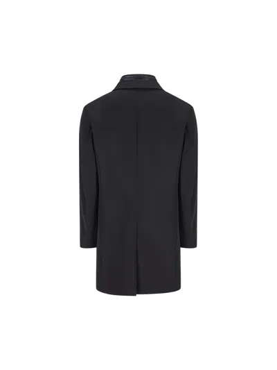 Fay Double-breasted Stand-up Collar Padded Coat In Black