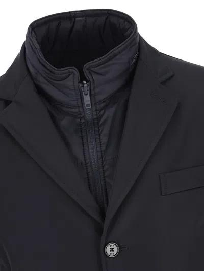 Fay Double-breasted Stand-up Collar Padded Coat In Black