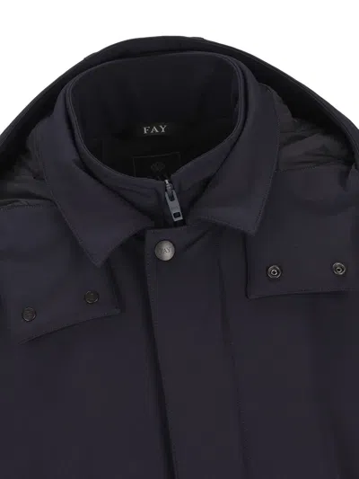Fay Men Morning Coat Travel In Jersey Stretch In Blue