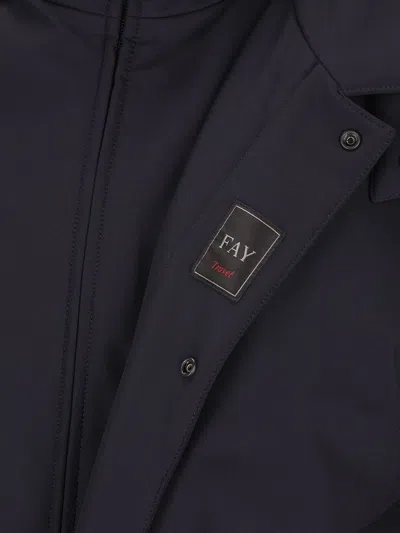 Fay Men Morning Coat Travel In Jersey Stretch In Blue