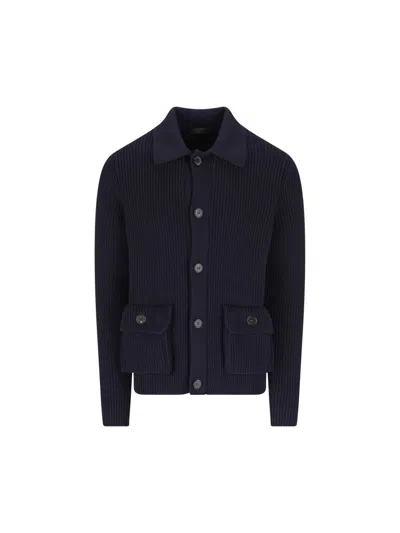 Prada Buttoned Patch-pocket Cardigan In Black