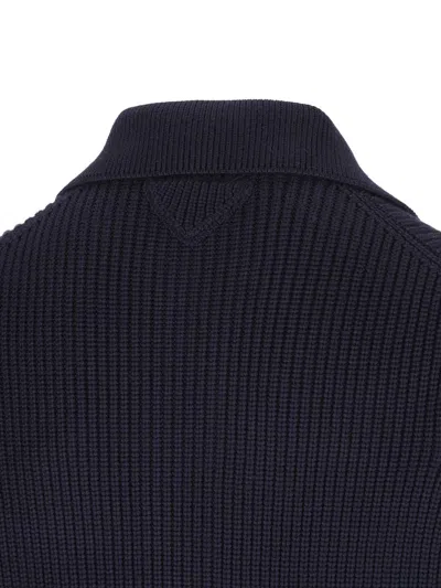 Prada Buttoned Patch-pocket Cardigan In Black