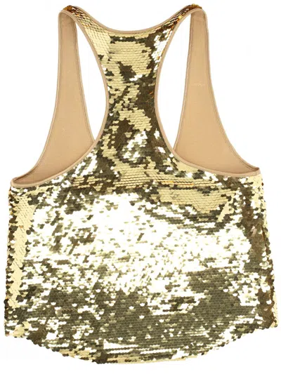 Retroféte Mandy Sequin Top In Gold In Multi