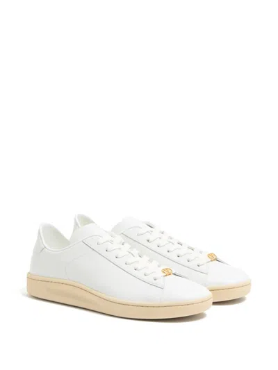 Valentino Royco Low-top Leather Sneakers With Italian Sizing In White