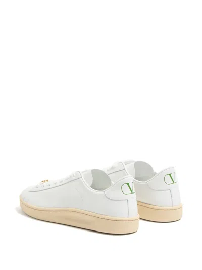 Valentino Royco Low-top Leather Sneakers With Italian Sizing In White