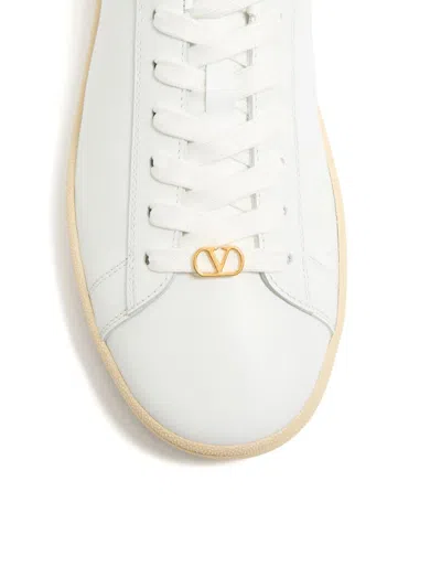 Valentino Royco Low-top Leather Sneakers With Italian Sizing In White