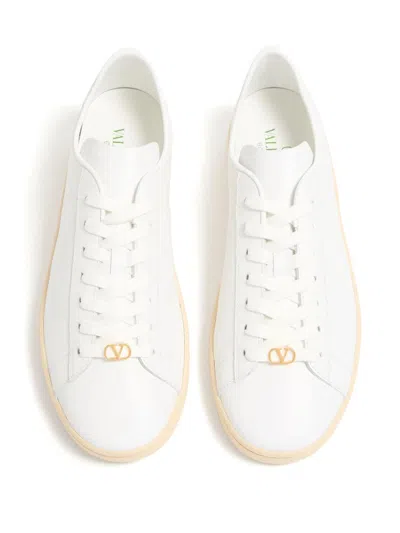 Valentino Royco Low-top Leather Sneakers With Italian Sizing In White